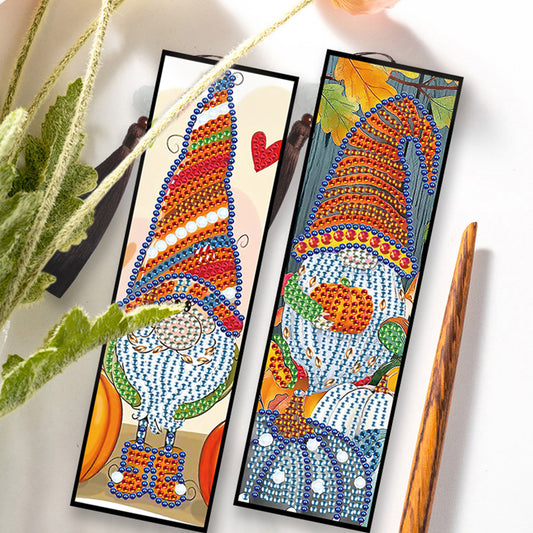 2pcs Diamond Painting Leather Tassel Bookmark - Gnome