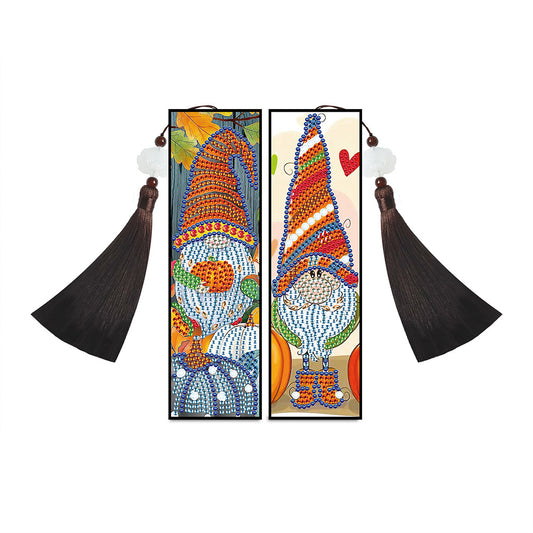 2pcs Diamond Painting Leather Tassel Bookmark - Gnome
