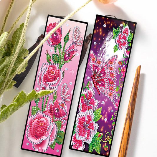 2pcs Diamond Painting Leather Tassel Bookmark - Butterfly