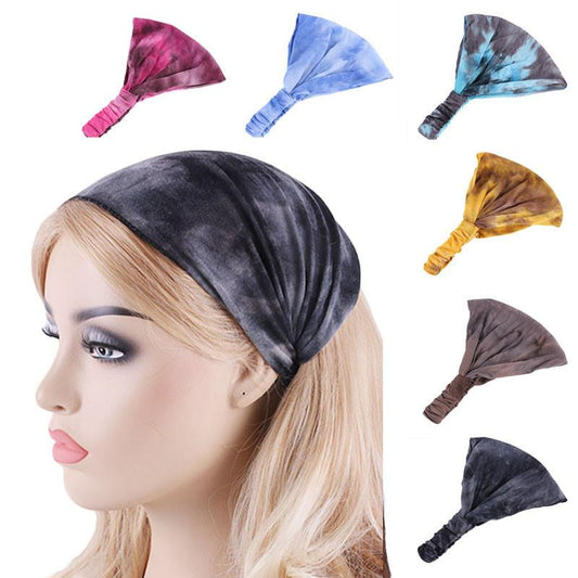 Womens Tie Dye Washed Colored Hairband Bohemian Twisted Bandage Knotted Turban Headwrap  Festival Beach Vintage Sports Headband