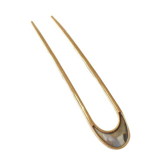 Women U Shape Hair Sticks Clips Girls Japanese Minimalist Metal Conch Shell Hair Clip Vintage Hair Stick Headwear Hair Accessory