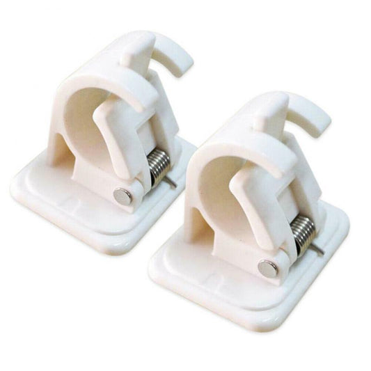 2Pcs Hanging Rod Clip High Quality White Adhesive Wall Curtain Hanging Rod Shower Curtain Towel Rod Fixed Clip Hanging Rack Hook