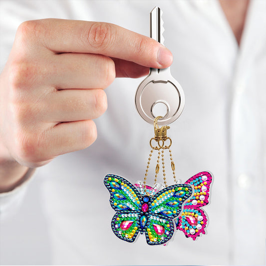 2pcs butterfly slap luminous keychain - 5D DIY Diamond Crafts