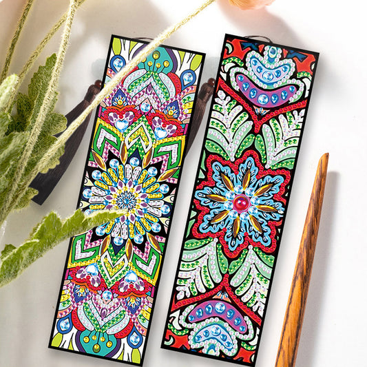 2pcs Diamond Painting Leather Tassel Bookmark - Mandala