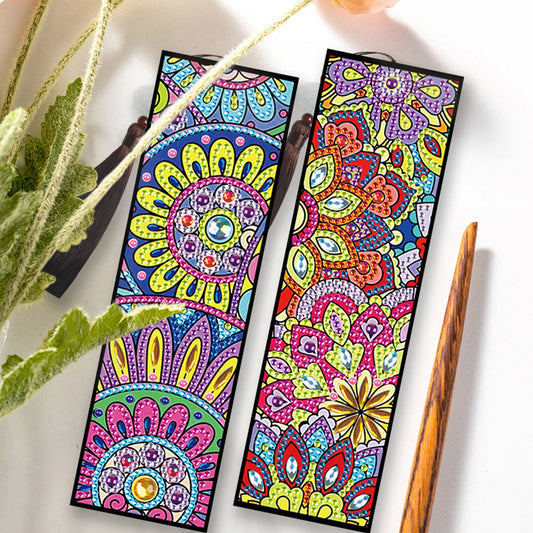 2pcs Diamond Painting Leather Tassel Bookmark - Mandala