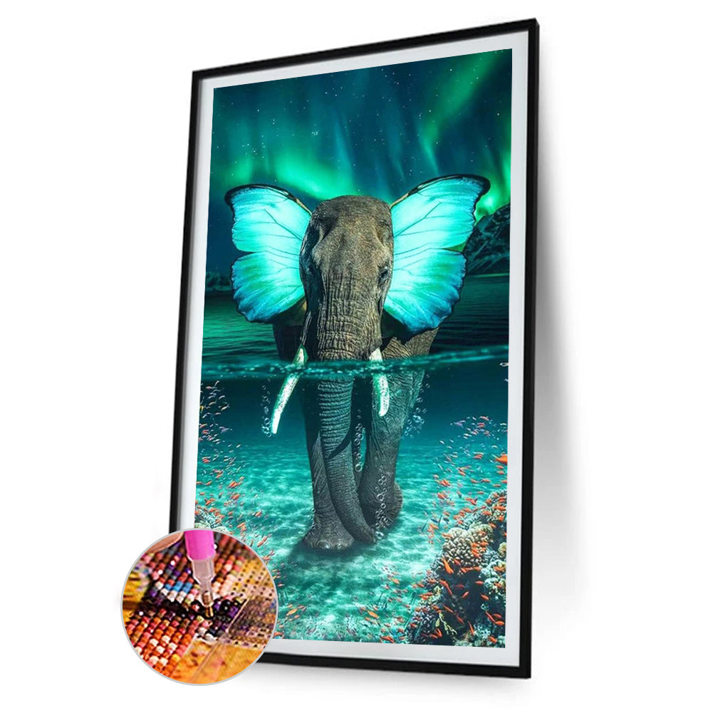 (40*70cm)Butterfly Elephant - Full Round Drill Diamond Painting