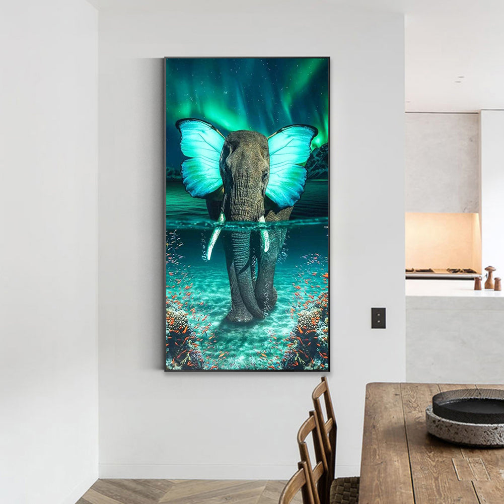 (40*70cm)Butterfly Elephant - Full Round Drill Diamond Painting