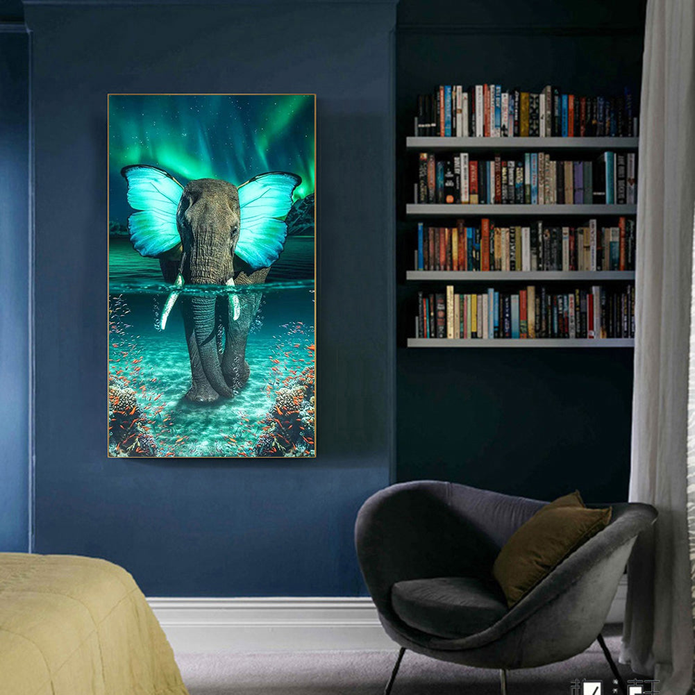 (40*70cm)Butterfly Elephant - Full Round Drill Diamond Painting