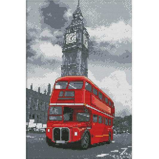 (38*28cm)14CT Stamped Cross Stitch - Red Bus