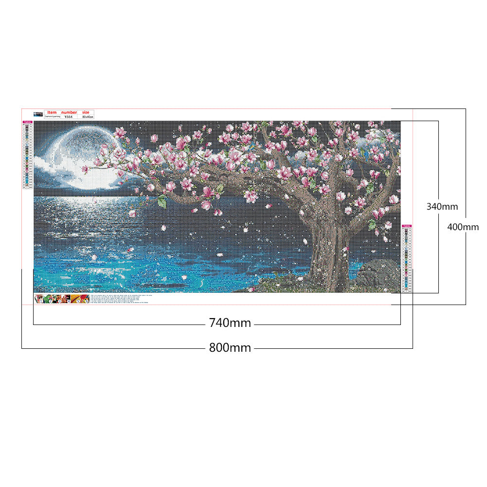 (80*40cm)Moon Peach Blossoms - Full Round Drill Diamond Painting