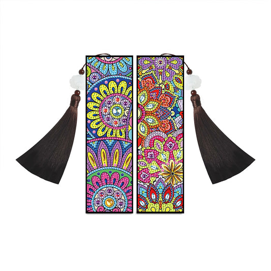 2pcs Diamond Painting Leather Tassel Bookmark - Mandala