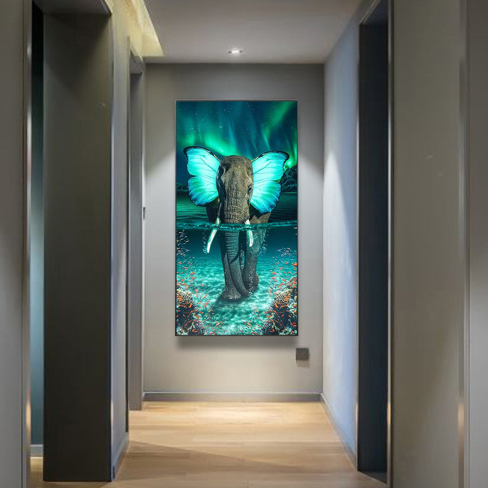 (40*70cm)Butterfly Elephant - Full Round Drill Diamond Painting