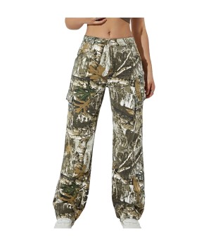 Wholesale Thick Women's Clothing Real Tree Jungle Print Women Workout Heavyweight Cotton Camo Joggers Women's Pants & Trousers