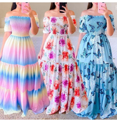 New Summer Print Fashion Trend Arab Dubai clothing Maxi Dress