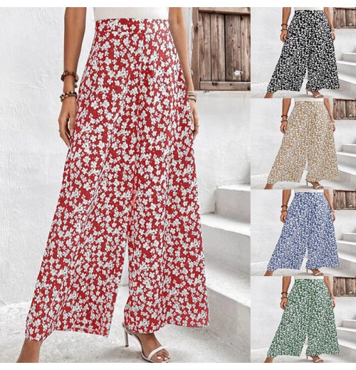 2024 straight casual wide leg baggy print pants trousers floral flare yoga pants for women