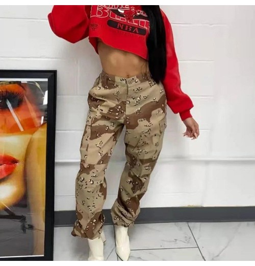 Best selling high quality casual women's pants & trousers long camouflage cargo pants