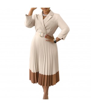 New Arrived Ladies Long Sleeve Office Dresses Fashion Elegant Women's Clothing With Belt Pleated Dress