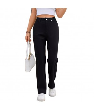 P4564 Hot Selling Women's Pants Trousers High Quality Solid Color High Waist Office Work Pants Formal pocketPants