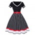 Polka Dot Print Retro Vintage Dress Rockabilly 4XL Fat Women's Clothing V-Neck Belt A-Lined Pin Up 50s Midi Dress