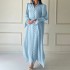 Summer Church Dresses Custom Wholesale Teens Ladies Women Maxi Cotton Slit Button Stand Collar Shirt Maxi Dress