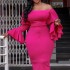 Plus Size Party Dresses for Women 2021 Elegant Embellished Puff Sleeve Wedding Evening Bodycon Dress Ladies Office Dress 2144