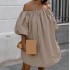 Enyami Autumn Fashion French Chic Elegant Sexy Cotton Blend Strapless Puff Sleeve Women Casual Loose Ladies Mini Dresses