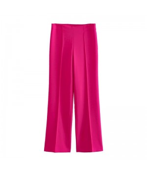 Women's High-Waisted Cotton Summer Woven Print Trousers with Waist Logo & Zipper Fly